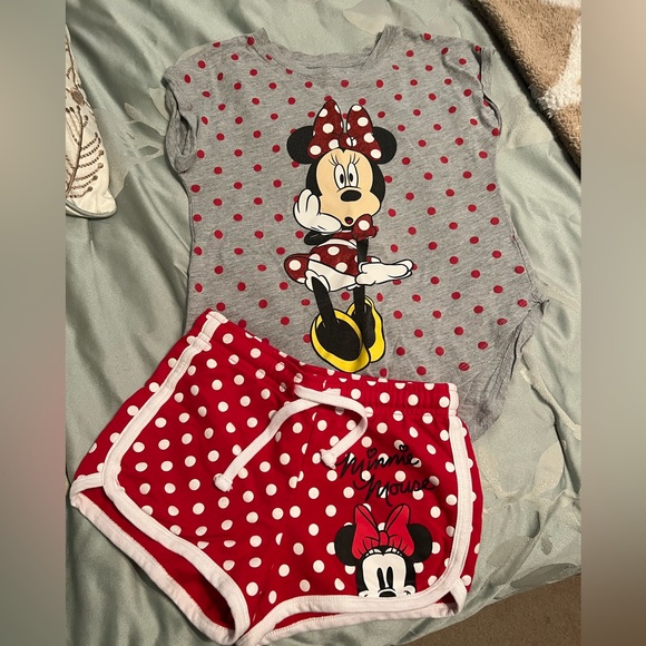 Disney Other - Disney Minnie Mouse red and white polka dot matching outfit size medium girls